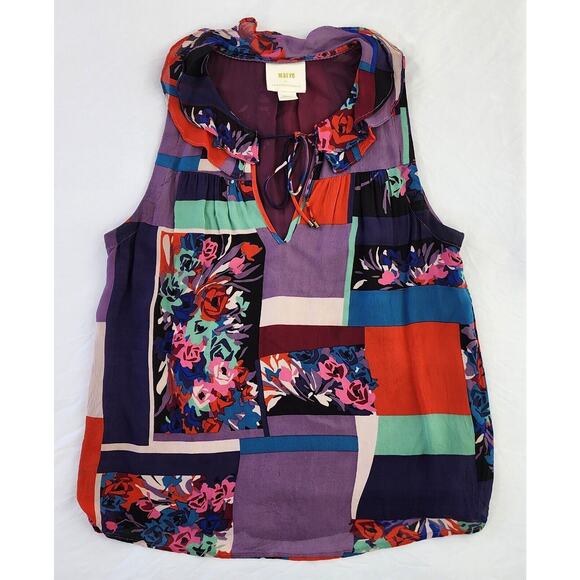 Maeve Tops - Anthropologie Maeve Top Womens Small Floral Color Block Lined Boho Tank Blouse